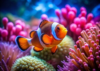 Stunning Bokeh Photos of Clownfish: Underwater Ocean Life, Vibrant Coral Reef, Fish Photography