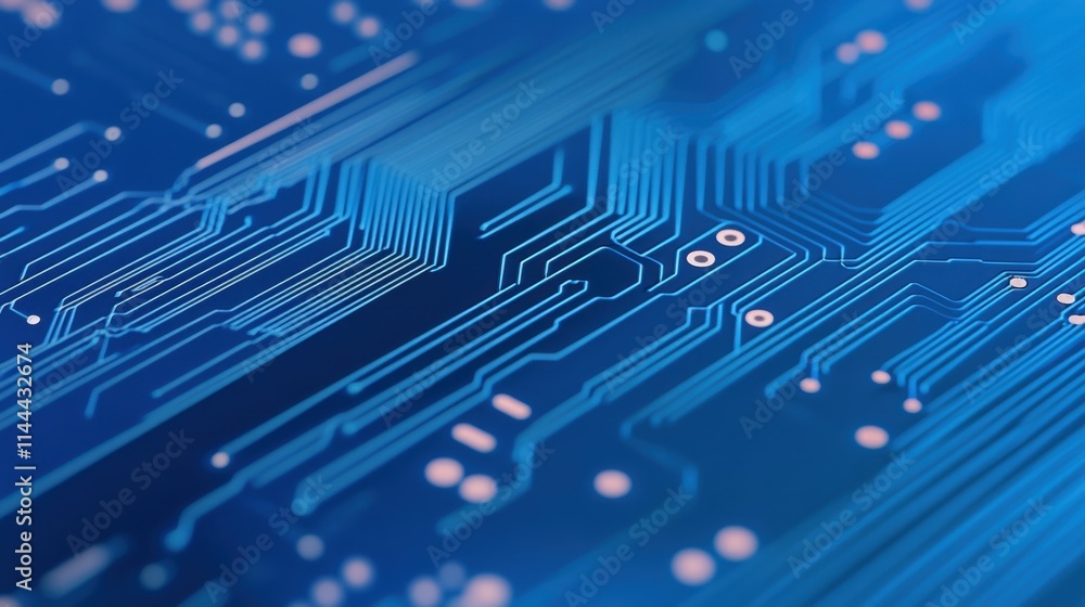 Poster abstract blue background with circuit pattern and digital lines