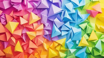 Fototapeta premium Colorful Origami Paper Shapes in Various Triangular Forms and Patterns