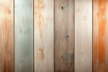 Fototapeta premium Wooden wall with varying shades of light colors and textures in a rustic setting for interior design inspiration