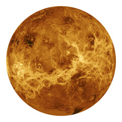 Venus planet close up isolated on png transparent background, satellite image of Venus. Elements of this image furnished by NASA.