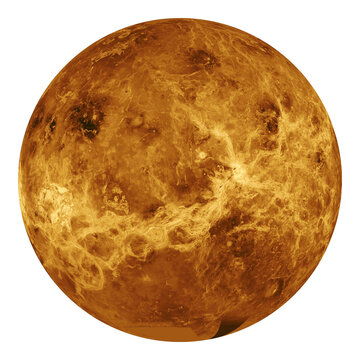 Venus planet close up isolated on png transparent background, satellite image of Venus. Elements of this image furnished by NASA.