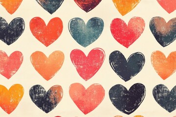 Obraz premium Colorful hearts seamless pattern forming a romantic background