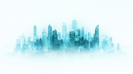 Futuristic City Skyline  Modern Urban Landscape   High Rise Buildings  Architectural Desig
