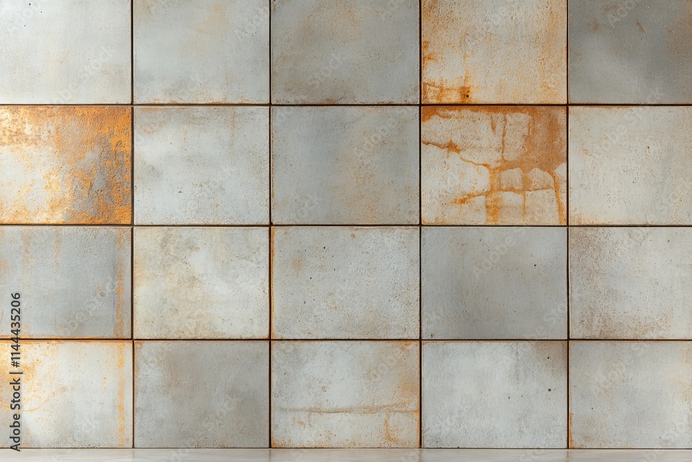 Aufkleber textured concrete and rust wall in industrial setting showcasing grid pattern and weathered appearan