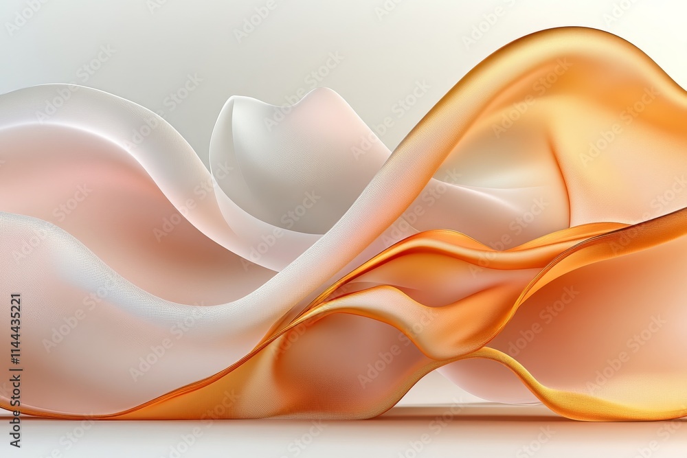 Poster abstract fabric design with soft curves and warm tones creating a serene atmosphere and dynamic move