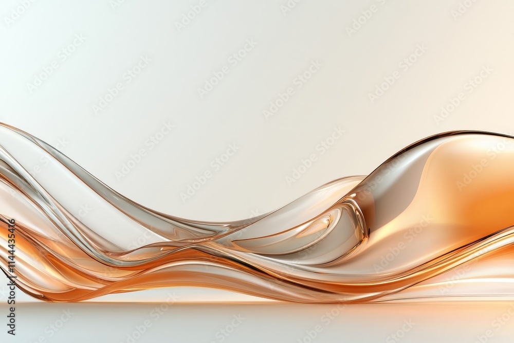 Aufkleber abstract design with flowing curves in soft orange tones against a light background