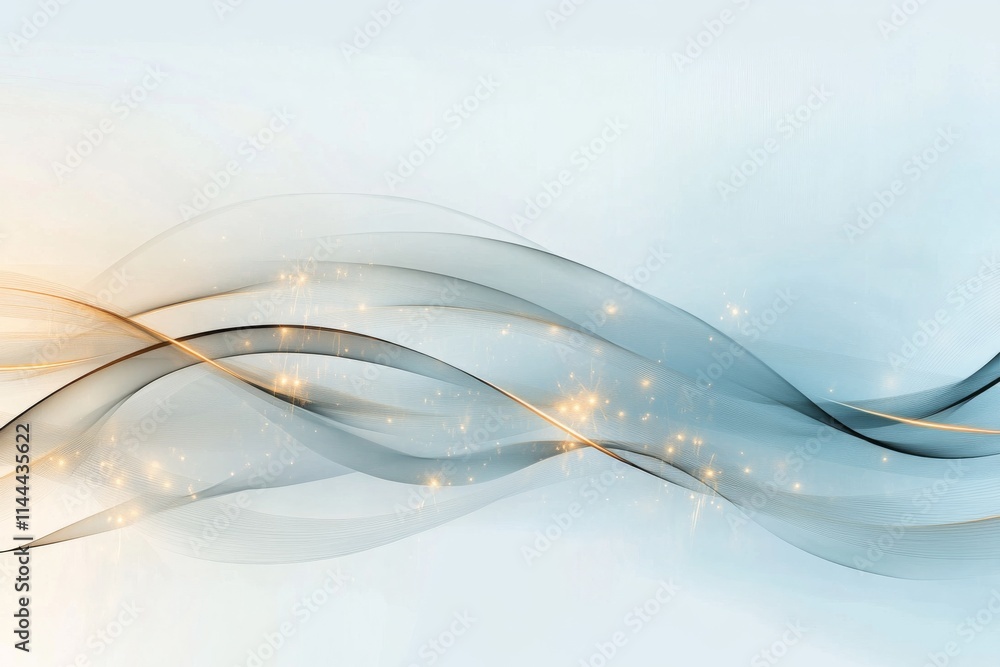 Poster abstract flowing waves with soft light and shimmer in elegant design suitable for backgrounds or dig