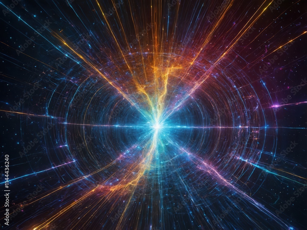 Aufkleber vibrant cosmic energy radiates from a central point creating a mesmerizing visual effect in deep spa