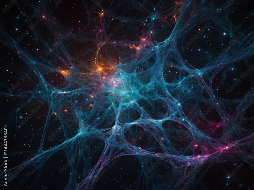 Aufkleber exploring the vastness of a colorful cosmic web filled with stars and energy in deep space