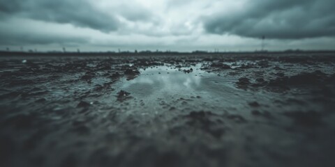 Stormy Sky Over a Quiet Beach Wet Sand Reflection Scenic Nature Photography Coastal Environment Low Angle View Mood of Tranquility