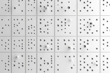 Unique textured wall design with varying circular patterns in a modern architectural setting