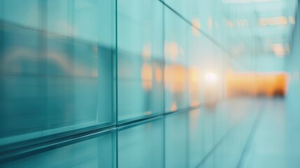 Blurred glass wall of a modern business office building at a business center, used as a background in business concepts. Abstract nature of corporate office windows and blurred architectural details.