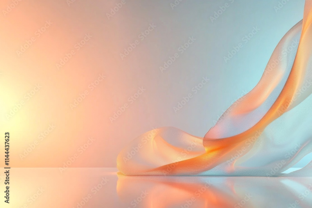Aufkleber flowing fabric creates a blend of colors and textures in a serene setting with soft lighting