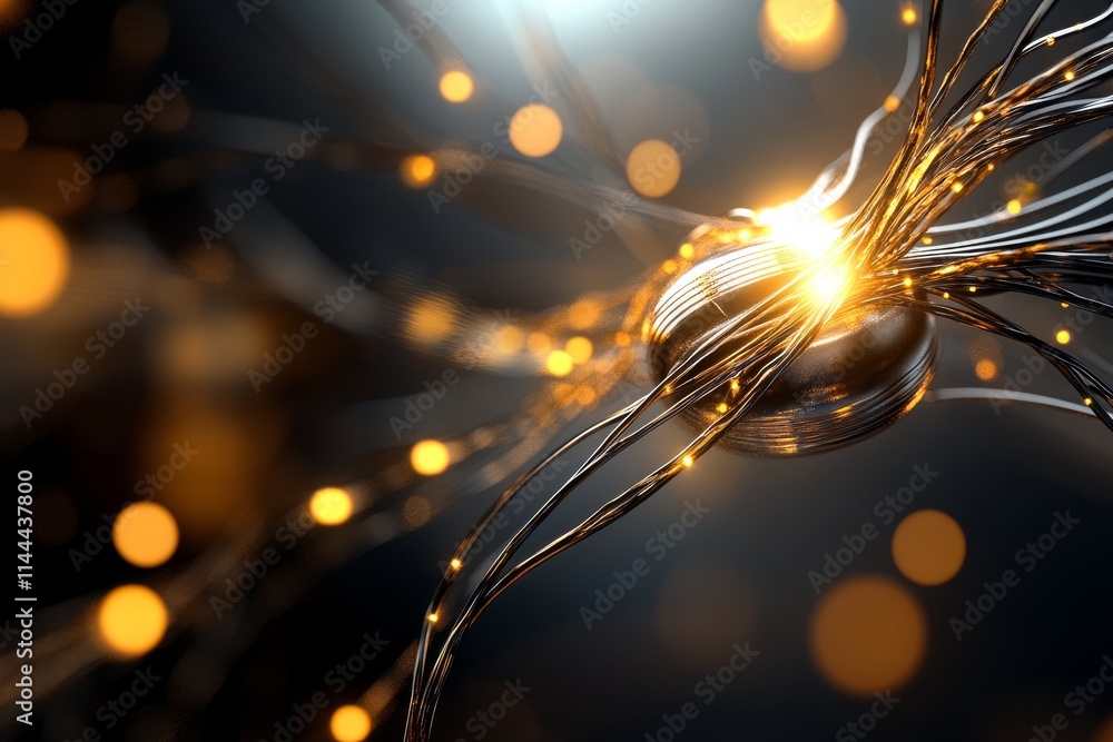 Aufkleber neural connections illuminated by glowing lights in a dynamic digital environment