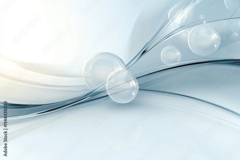 Aufkleber elegant design with translucent waves and bubbles reflecting light in a serene atmosphere