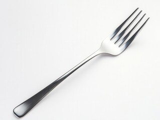 Fork on white background with vibrant metal, soft lighting, clean setup