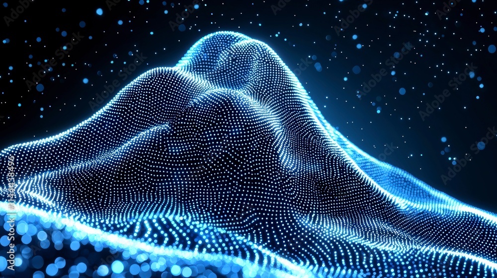 Poster abstract 3d luminous particle background futuristic technology data visualization glowi