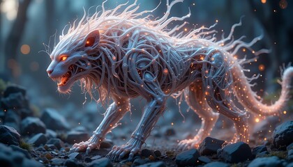 Fototapeta premium Luminous Vine-Beast: A Mystical Fantasy Creature