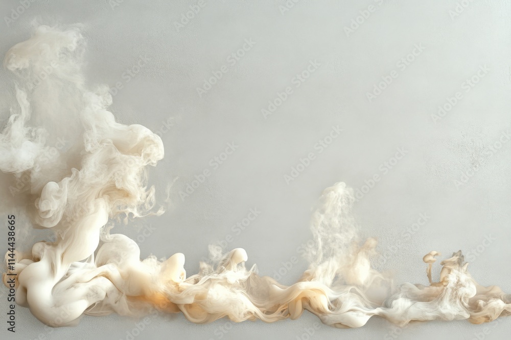 Poster swirling clouds of smoke create an abstract formation against a pale backdrop in this artistic repre