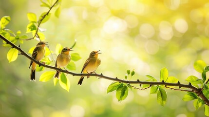 Obraz premium Birds Singing Spring Background 
