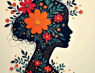 double exposure Floral Silhouette of a Woman 