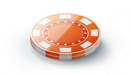 Naklejka premium A shiny orange casino chip with white accents, symbolizing gambling and gaming excitement.