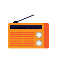 Vector illustration of vintage radio receiver, flat style. Retro radio. stock illustration