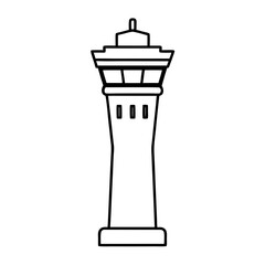 Air Traffic Control Tower Line Art on White Background
