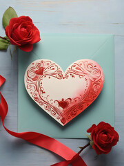 Valentine's Day greeting card on a background with flowers