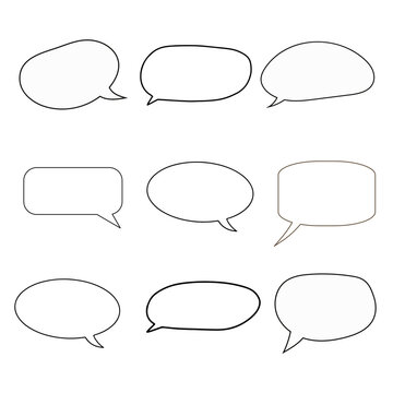 White speech bubble shape blank set isolated on the transparent background. Vector illustration decorative design.