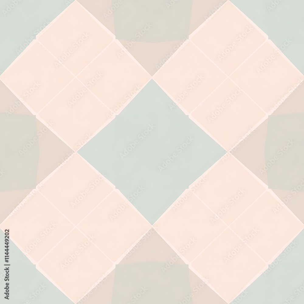 Poster abstract geometric pattern in soft pastel tones: a calming and minimalist design featuring delicate 