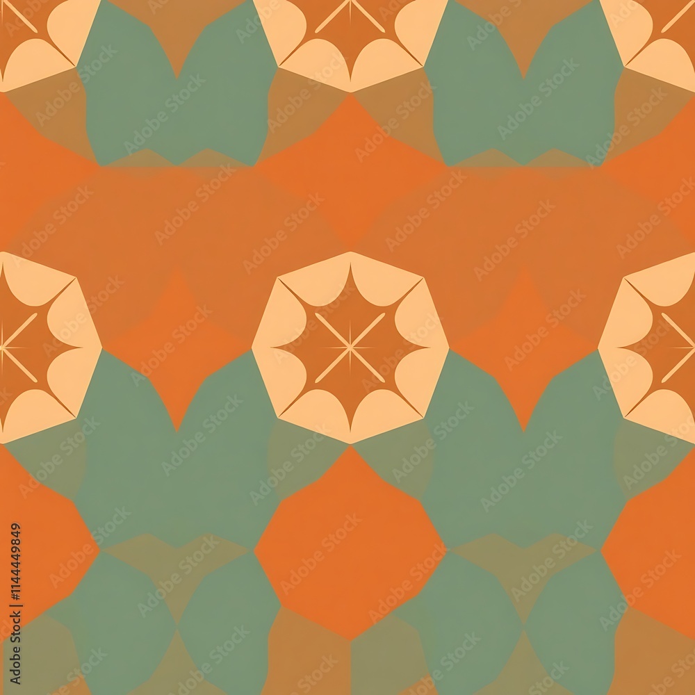 Poster geometric pattern in earthy tones: a seamless pattern featuring a captivating geometric design in wa