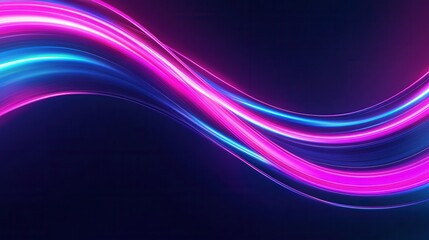 Vibrant Light Trails in Blue and Pink Colorful Waves on Dark Background