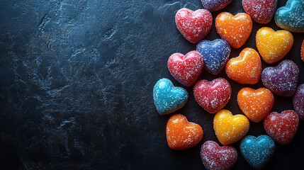 colorful heart shaped candies, valentines day