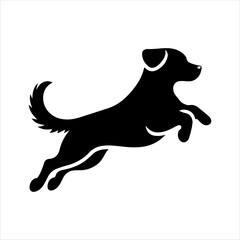 Dog running silhouette icon vector flat design.