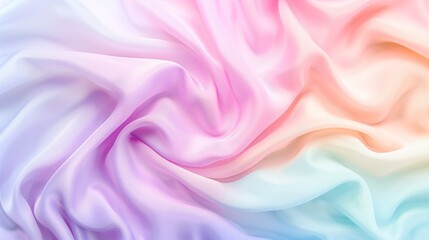 Obraz premium Pastel dream: Flowing pastel fabric in soft gradient hues, softly lit with shadow details enhancing depth
