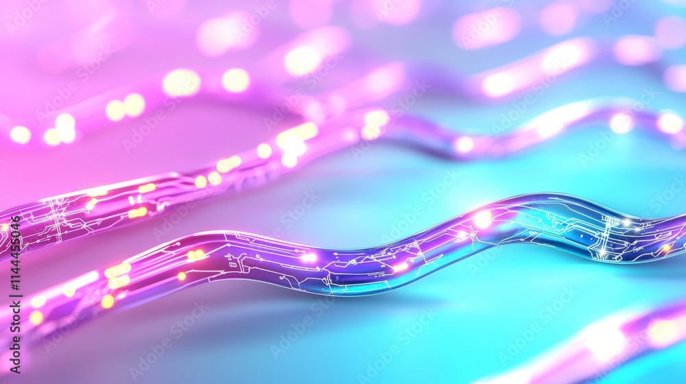 Poster abstract technology background futuristic circuits glowing waves digital network data
