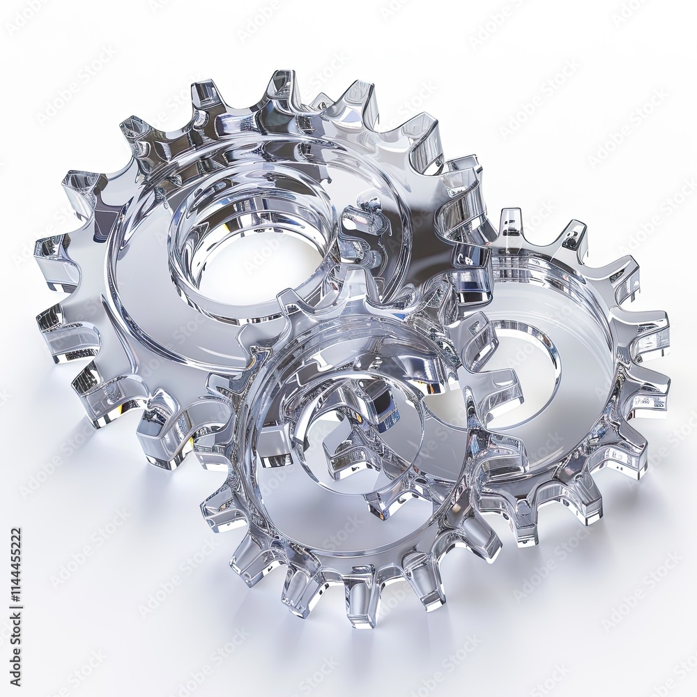 Aufkleber three transparent gears arranged in a visually appealing manner. isolated on white background