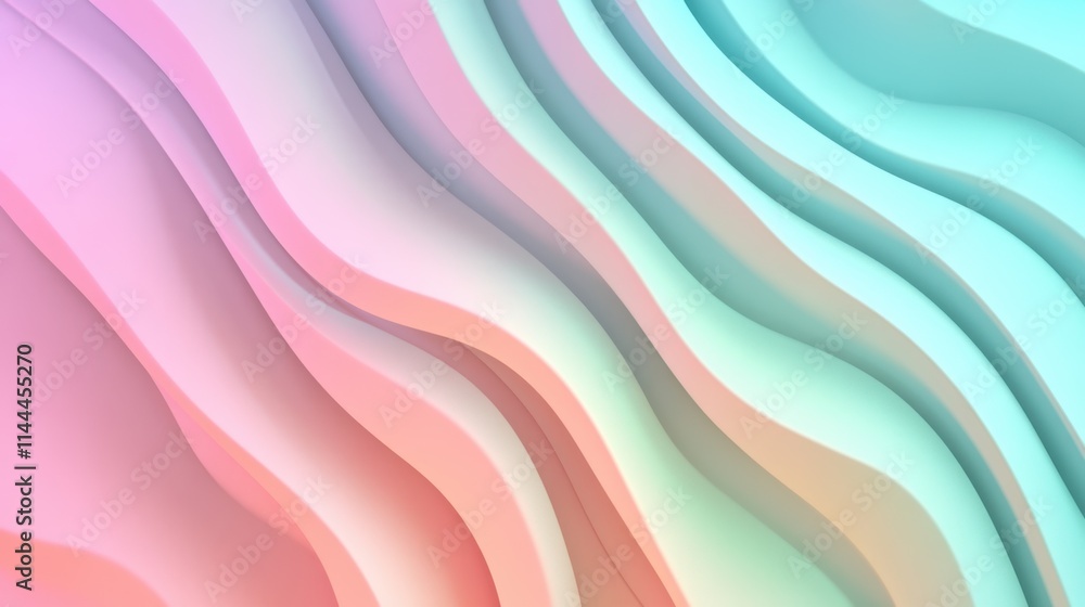 Aufkleber soft abstract waves in pastel colors with fluid motion and gradient effect