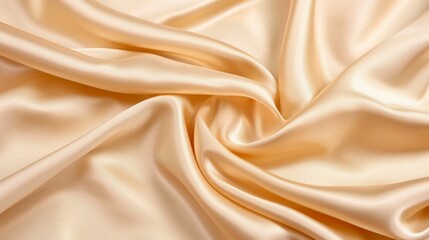 Obraz premium Silky movement: Smooth satin fabric in golden hues flowing like liquid, glowing under a focused, directional light