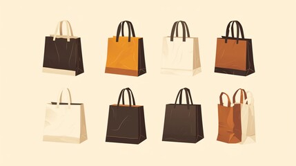 Versatile Blank Canvas Shopping Bag Template in White, Black, and Brown for Professional Use