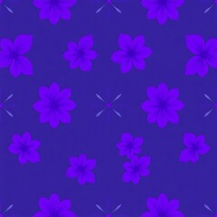 Purple Floral Symphony: A captivating seamless pattern featuring vibrant purple flowers on a deep blue background. Perfect for textile design, wallpapers, and surface patterns. 