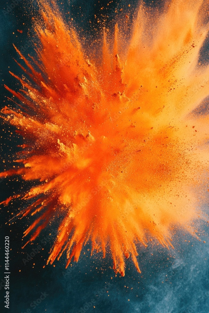 Poster the image captures the vibrant burst of a colorful powder exploding in mid-air. the dynamic effect c