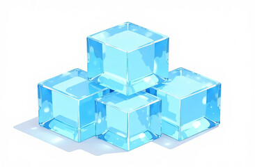 Obraz premium Blue Ice cubes, isolate on white background.