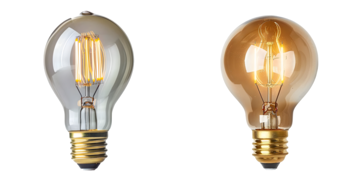 Standard LED filament light bulb with e27 base. Generative AI.