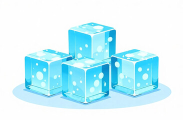 Blue Ice cubes, isolate on white background.