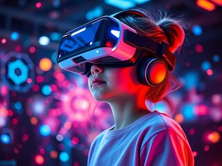 Person wearing advanced VR headset