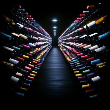 Dramatic Wine Cellar Rows  Bottles  Storage  Dark  Interior  Luxury  Drink  Alcohol  Bever