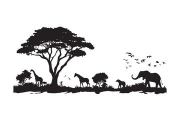 African Wildlife Silhouette Vector illustration
